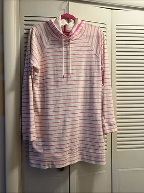 Southern Tide Striped Pink & White Hooded Tunic